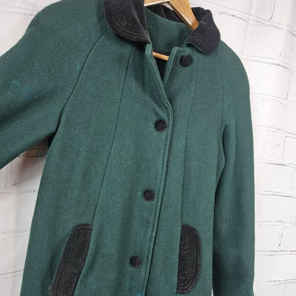 Vintage 80s Coat Doren Girl Womens 12 USA Wool Blend Long Button Up Trench - Picture 1 of 16